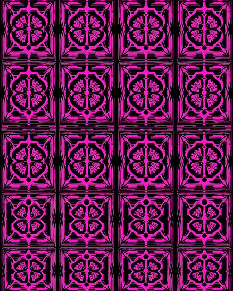 Hot Pink Floral Quatrefoil Blocks Rug