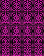 Hot Pink Floral Quatrefoil Blocks Rug