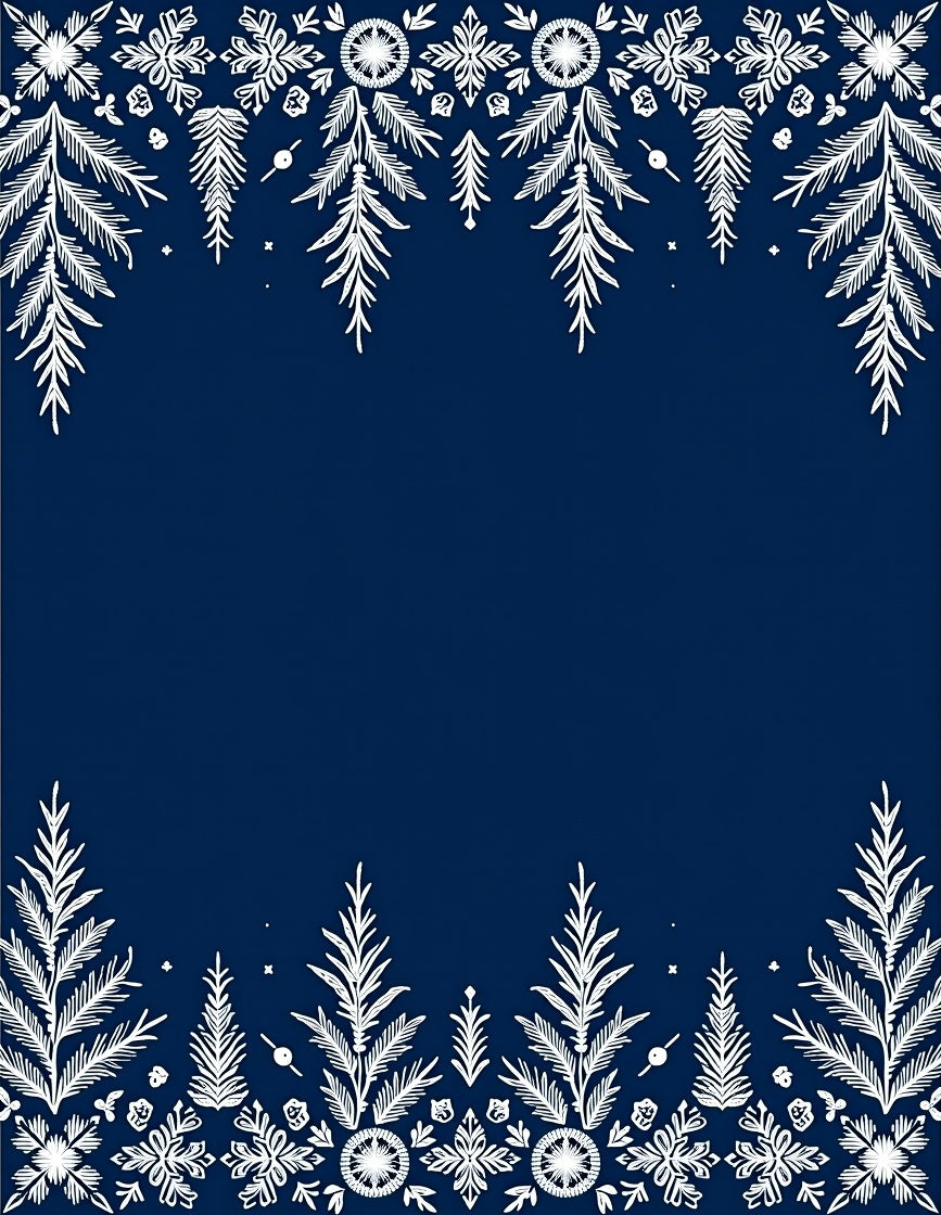 White Pine Needle Snowflake Border Rug