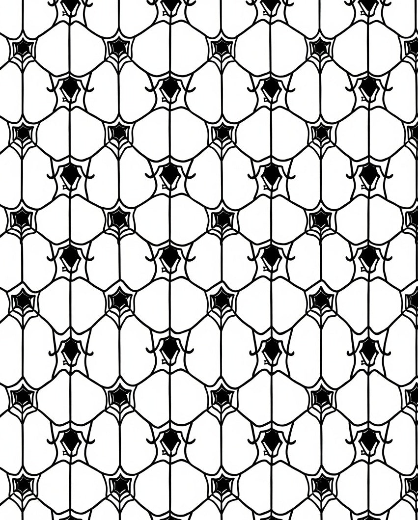 Monochrome Black Spiderweb Hexagon Loom Rug