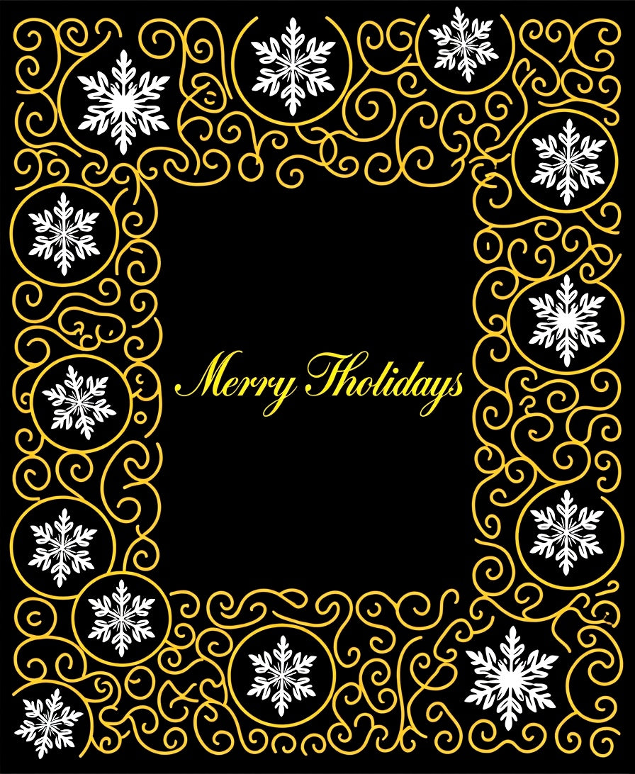 Golden Swirl Snowflake Border Rug