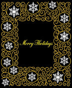 Golden Swirl Snowflake Border Rug