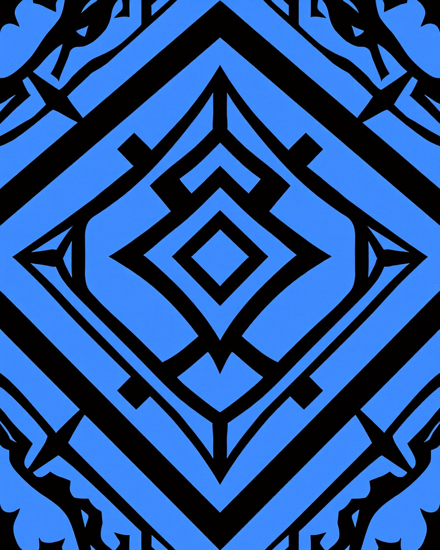 Bold Blue Echoing Diamond Rug