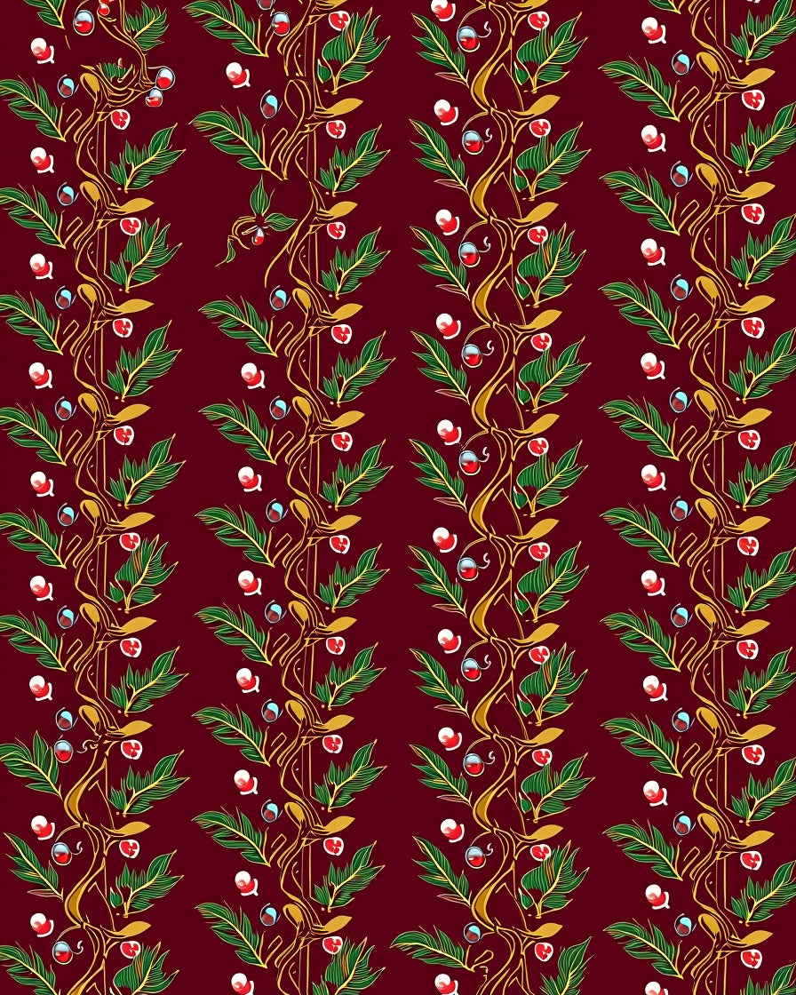 Crimson Berry Vine Garland Rug
