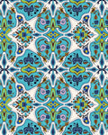 Aqua Emerald Gold Abstract Medallion Rug