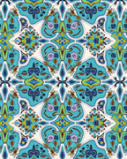 Aqua Emerald Gold Abstract Medallion Rug