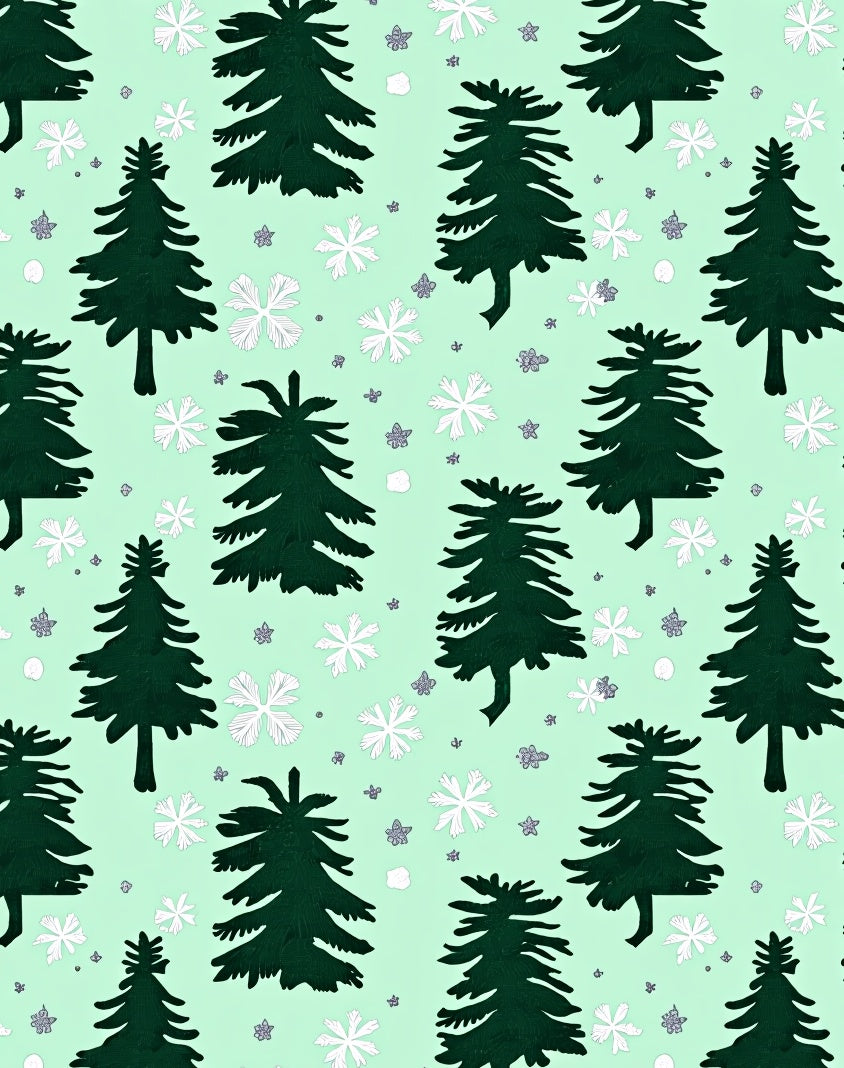 Forest Green Evergreen Snowflake Medley Rug