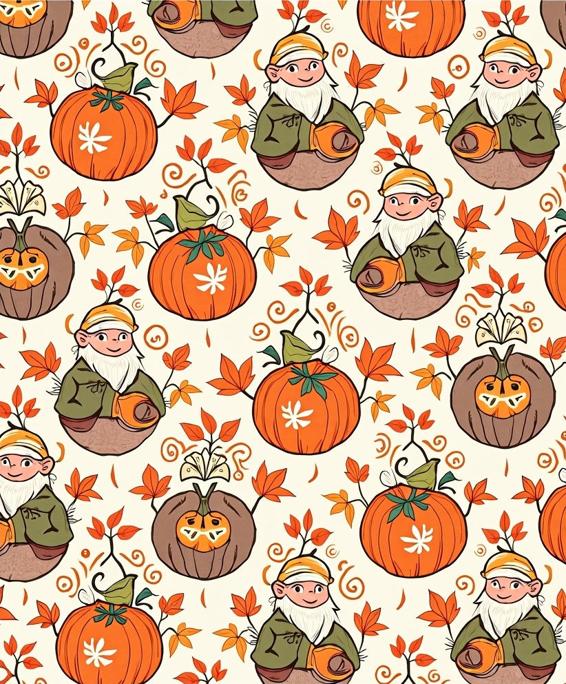 Autumn Gnome and Pumpkin Foliage Rug