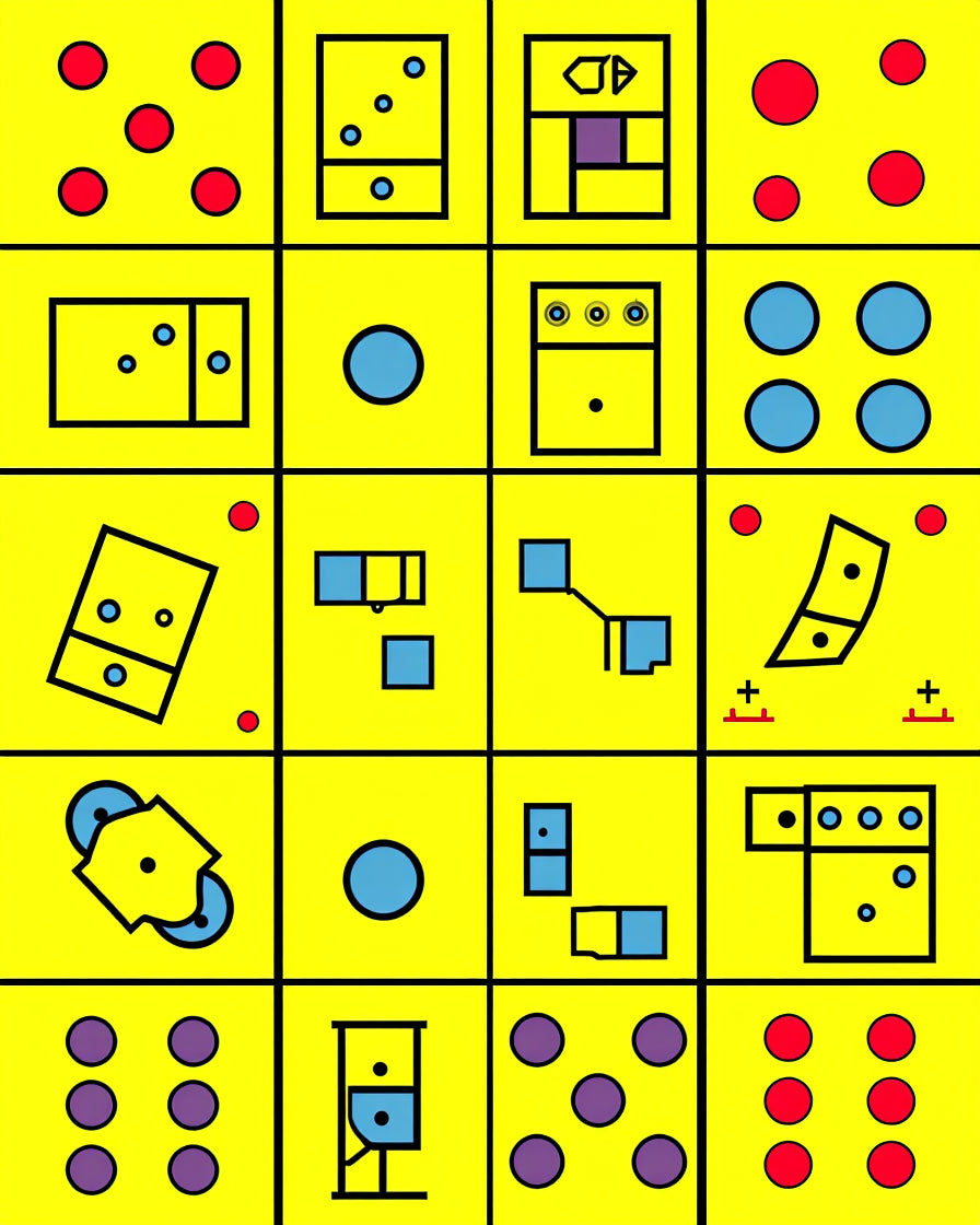 Retro Yellow Geometric Shapes Rug