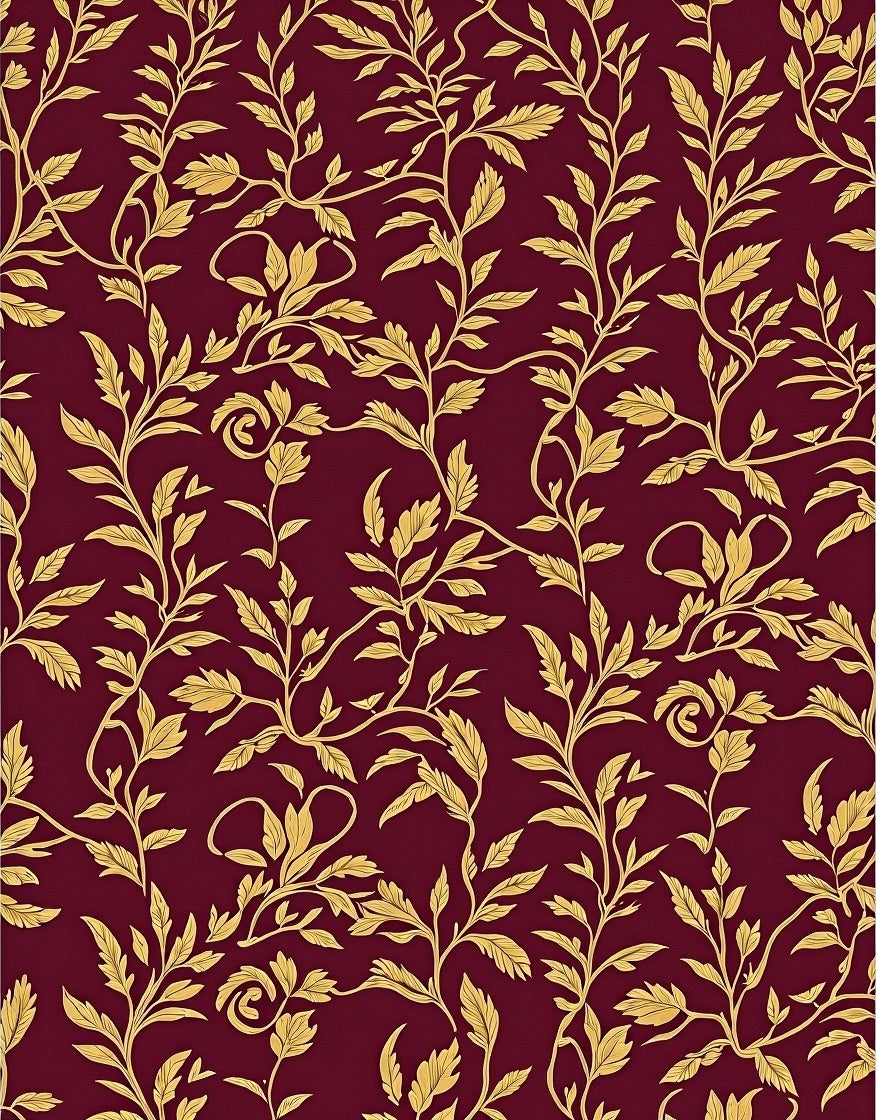 Crimson Gold Vine Scroll Rug