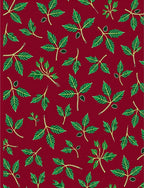Deep Red Green Leaf Branch Cover Rug