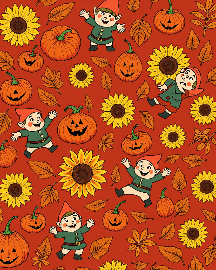 Autumn Gnome Sunflower Pumpkin Patch Rug