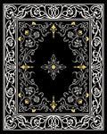 Ornate Black Floral Vine Border Rug