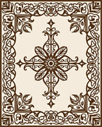 Brown Floral Medallion Lattice Rug