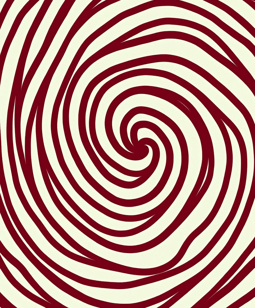 Deep Red Swirl Continuous Line Rug