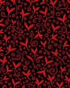 Crimson Vine Swirl Red Dots Rug