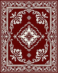 Rich Burgundy Ornate Floral Square Rug