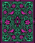 Vibrant Pink Birds Floral Garden Border Rug