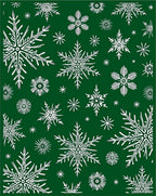 White Snowflake Garland On Forest Green Rug
