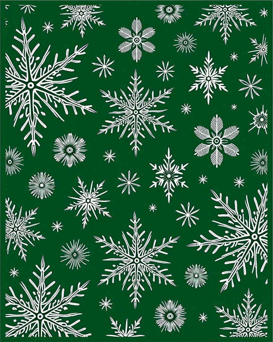 White Snowflake Garland On Forest Green Rug