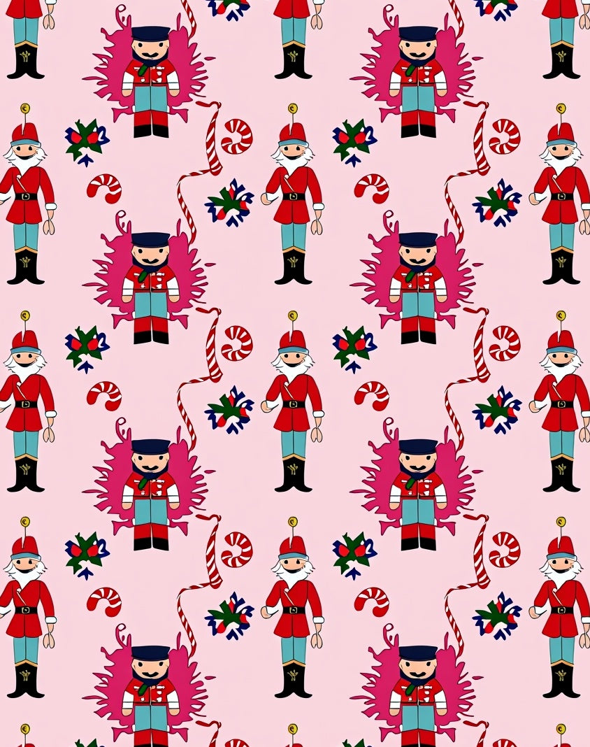 Pink Nutcracker Candy Cane Christmas Rug