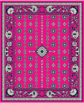 Vivid Pink Floral Medallion Border Rug