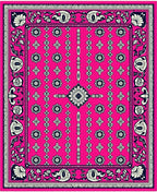 Vivid Pink Floral Medallion Border Rug