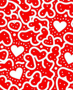 Bold Red White Heart Scatter Rug