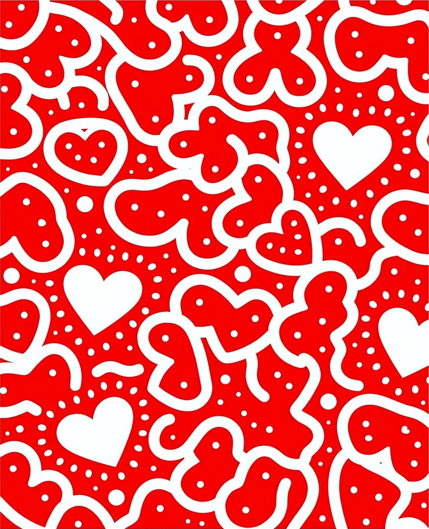 Bold Red White Heart Scatter Rug