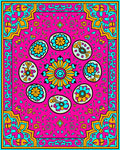 Vibrant Pink Floral Medallion Composition Rug