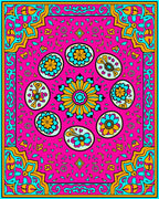 Vibrant Pink Floral Medallion Composition Rug