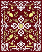 Deep Red Floral Medallion White Yellow Rug