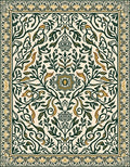 Elegant Cream Green Floral Vine Rug
