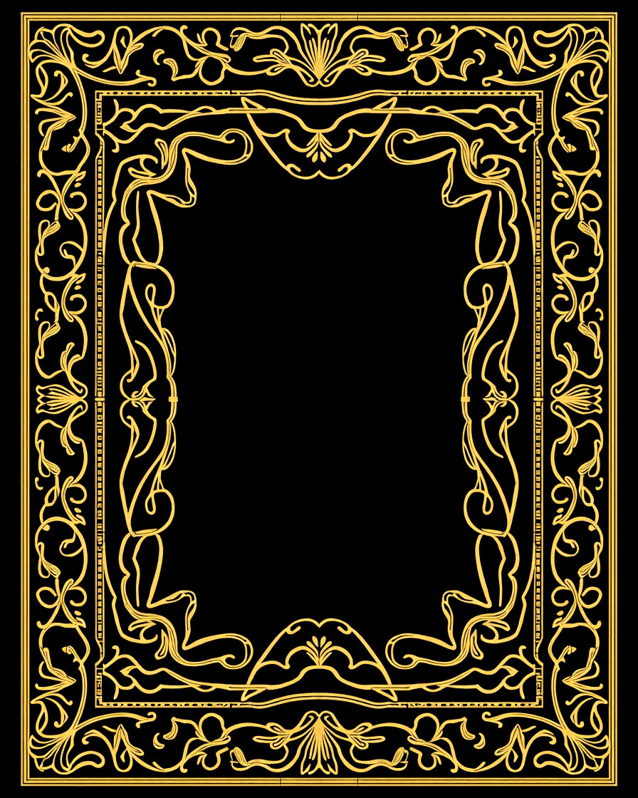 Ornate Gilded Floral Scroll Frame Rug