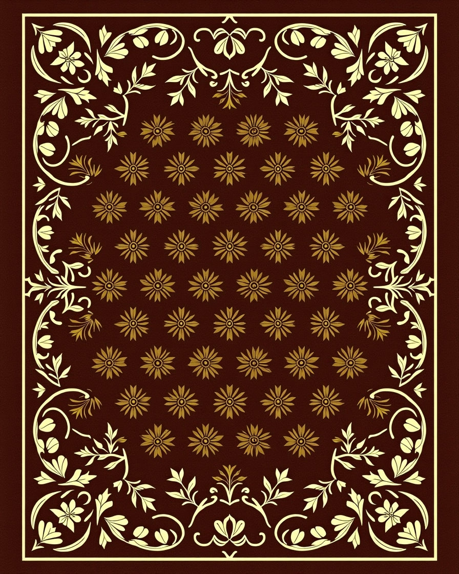 Rich Burgundy Floral Vine Rug