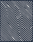 Navy White Geometric Maze Lines Rug