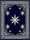 White Snowflake Navy Blue Border Rug