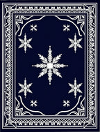 White Snowflake Navy Blue Border Rug
