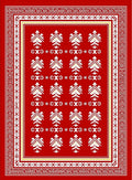 Bold Red Ivory Stylized Feather Rug