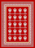 Bold Red Ivory Stylized Feather Rug