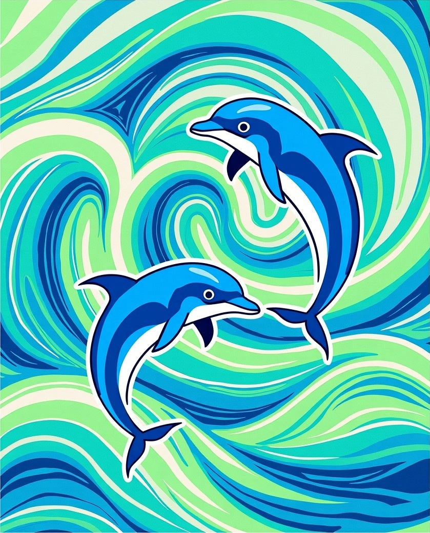 Blue Dolphins Ocean Swirl Rug