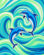 Blue Dolphins Ocean Swirl Rug