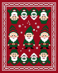 Whimsical Red Green Gnome Snowflake Border Rug