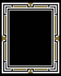 Contemporary Black White Gold Border Rug