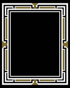 Contemporary Black White Gold Border Rug