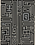 Black Cream Geometric Maze Art Rug