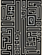 Black Cream Geometric Maze Art Rug