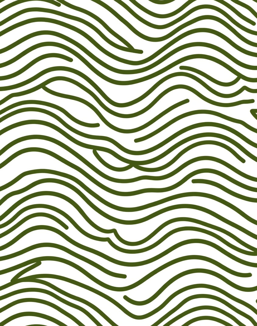 Deep Forest Green Wavy Lines Rug