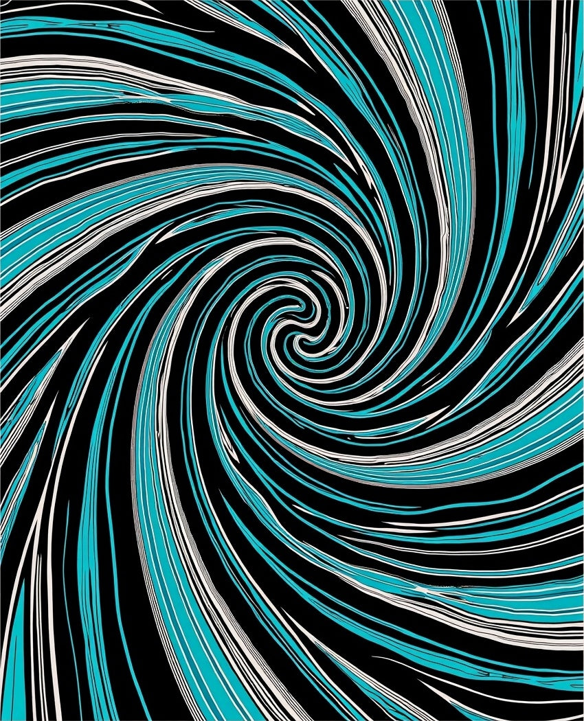 Abstract Turquoise Black Swirl Rug