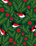 Charming Red Bird Evergreen Forest Rug